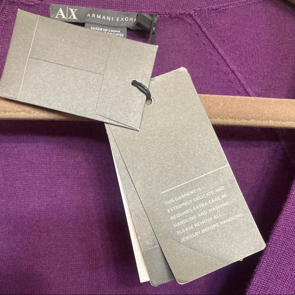 MED•NWT•ARMANI EXCHANGE•ROYAL PURPLE KNIT CARDIGAN W CERTIFICATE OF AUTHENTICITY - Picture 7 of 8
